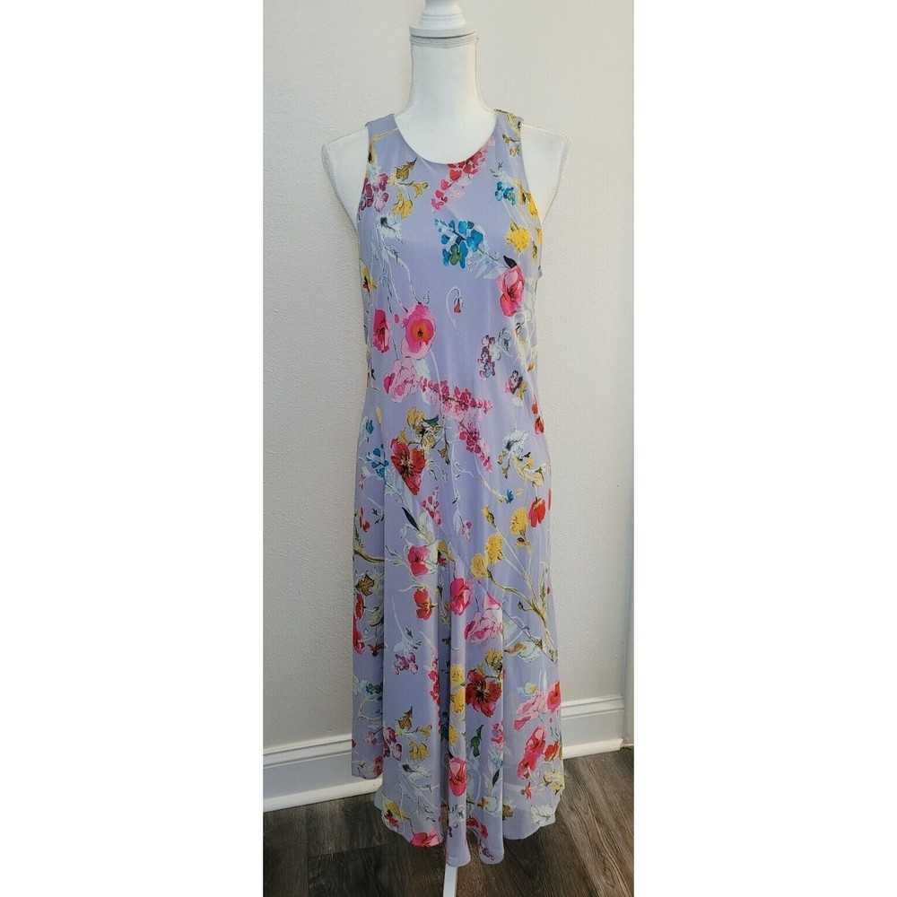 RACHEL ROY Large Maxi Dress Lilac Pink Floral Sleeveless Stretch Cottagecore